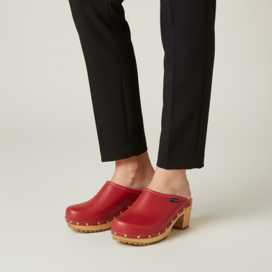 Drewniaki damskie na obcasie Naturfeet DH2RE czerwone - zdjecie 2