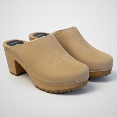 Damskie chodaki Naturfeet DH8BE z naturalnej skóry zamszowej - beżowe