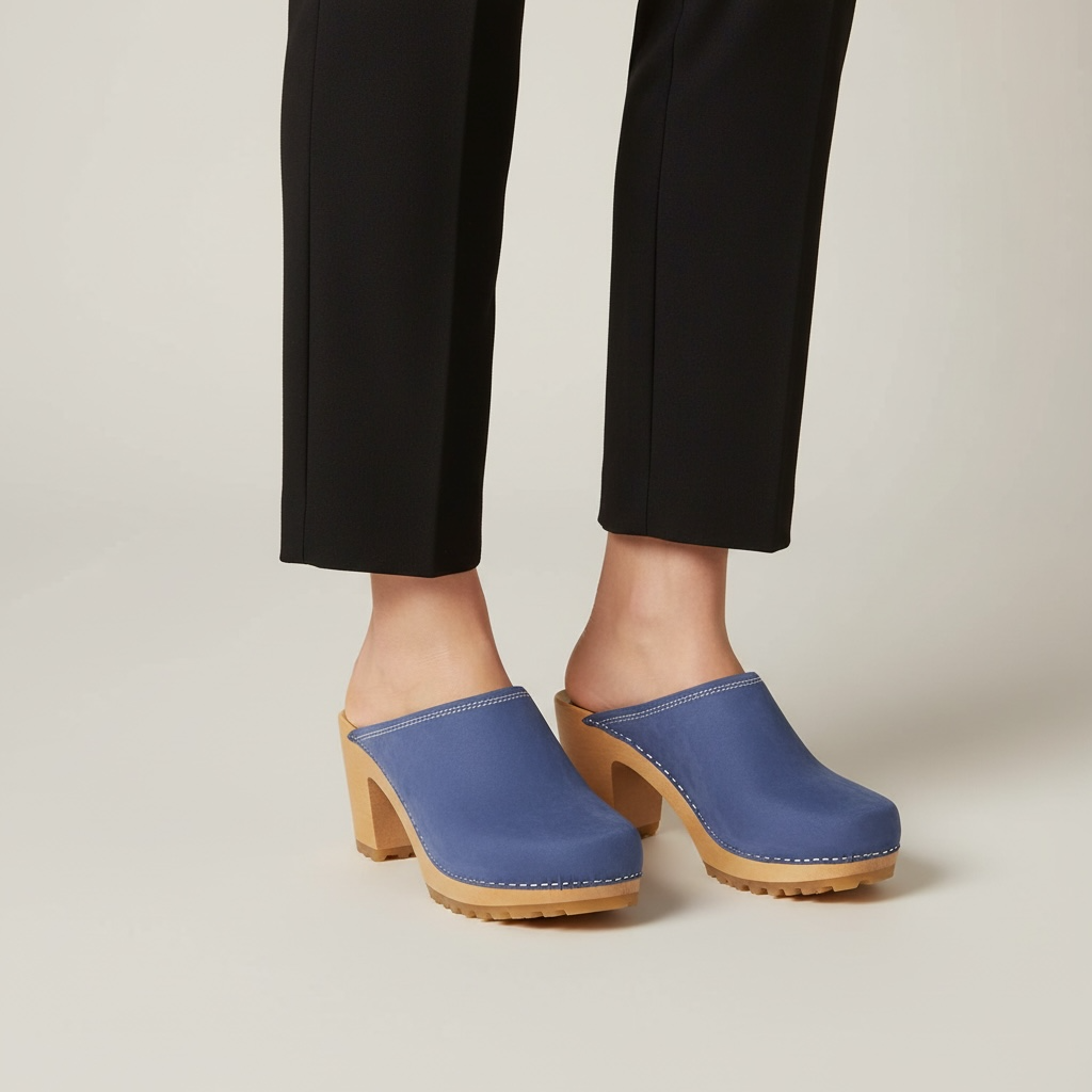 Damskie chodaki Naturfeet DH8BU z naturalnej skóry zamszowej - niebieskie - zdjecie 2