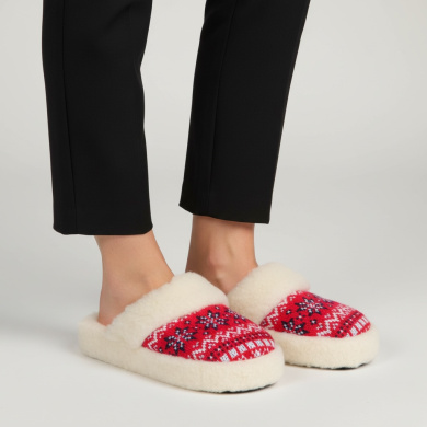 Wełniane kapcie damskie Naturfeet PBK1RE czerwone - zdjecie 2