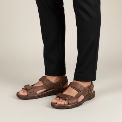 Klapki i sandały męskie Naturfeet SM1DBR brązowe - zdjecie 2
