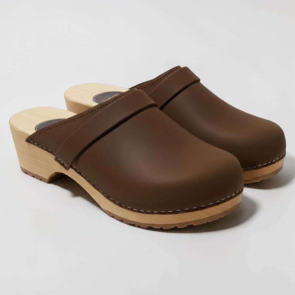 Chodaki Naturfeet DKC8BR Brązowy Nubuk - Skóra Naturalna Piękne Drewniaki Damskie