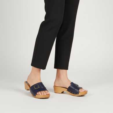 Eleganckie klapki skórzane granatowe regulowane podbicie | Naturfeet KKO3NA - zdjecie 2