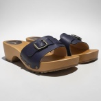 Eleganckie klapki skórzane granatowe regulowane podbicie | Naturfeet KKO3NA