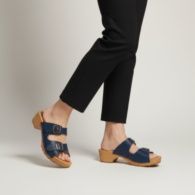 Damskie klapki Naturfeet - skóra naturalna | 2 klamry | granatowe KKO4NA - zdjecie 2