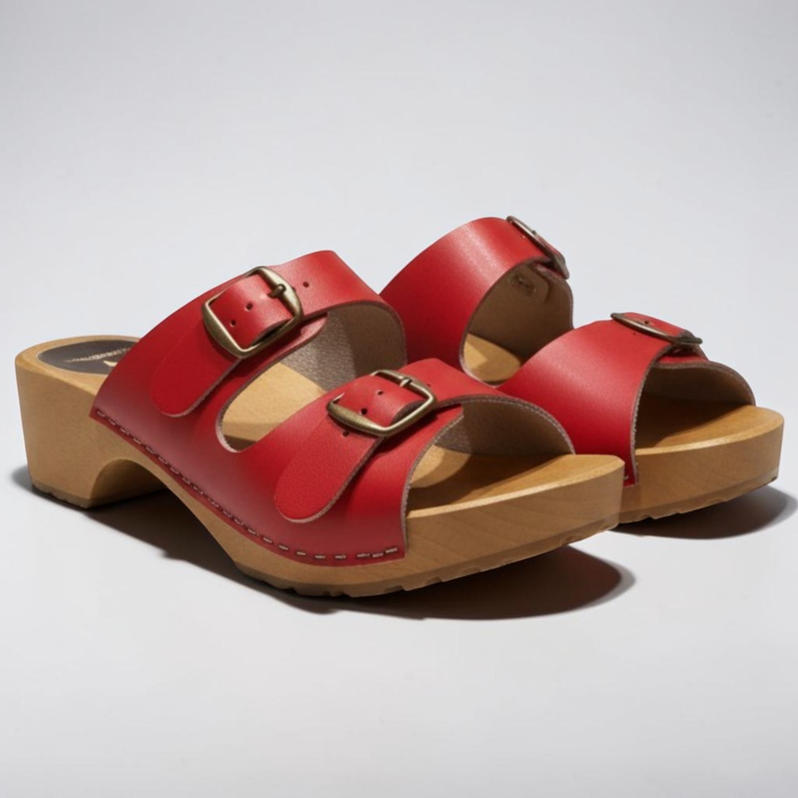 Damskie klapki Naturfeet - skóra naturalna | 2 klamry | czerwone KKO4RE