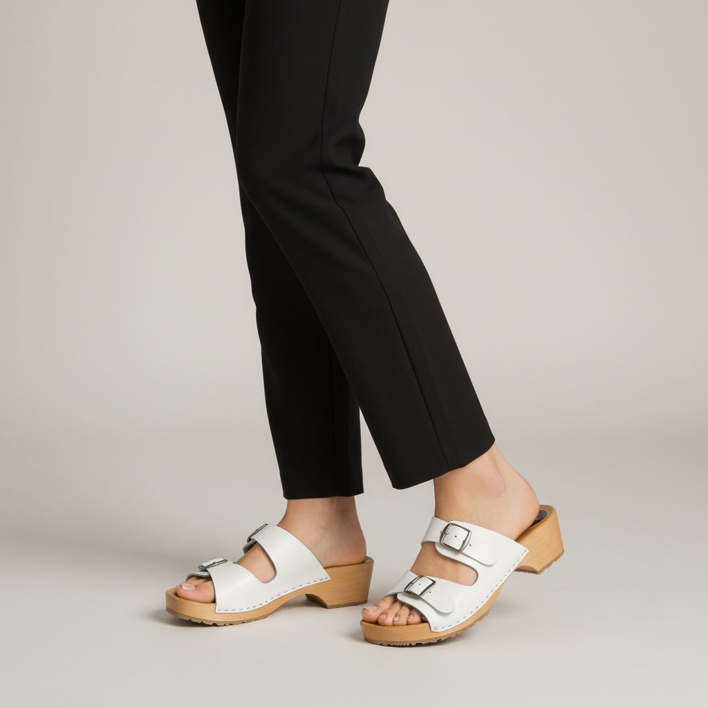 Damskie klapki Naturfeet - skóra naturalna | 2 klamry | czerwone KKO4WH - zdjecie 2