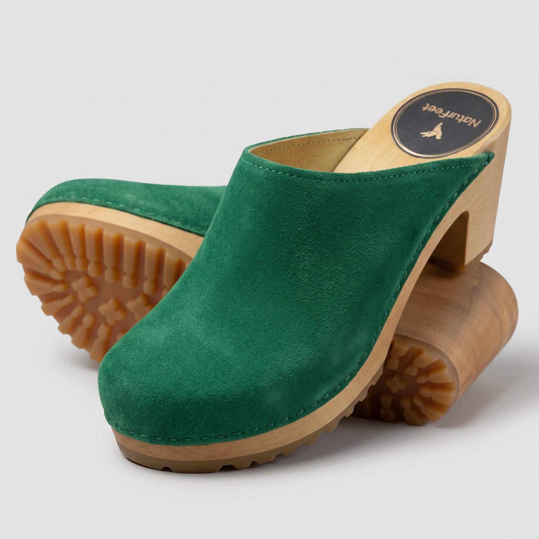 Damskie chodaki Naturfeet DH8GS z naturalnej skóry zamszowej – zielone