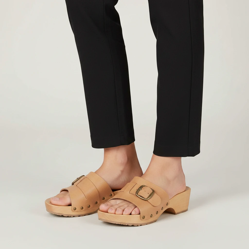 Eleganckie klapki skórzane czerwone regulowane podbicie | Naturfeet KKO3CR - zdjecie 2
