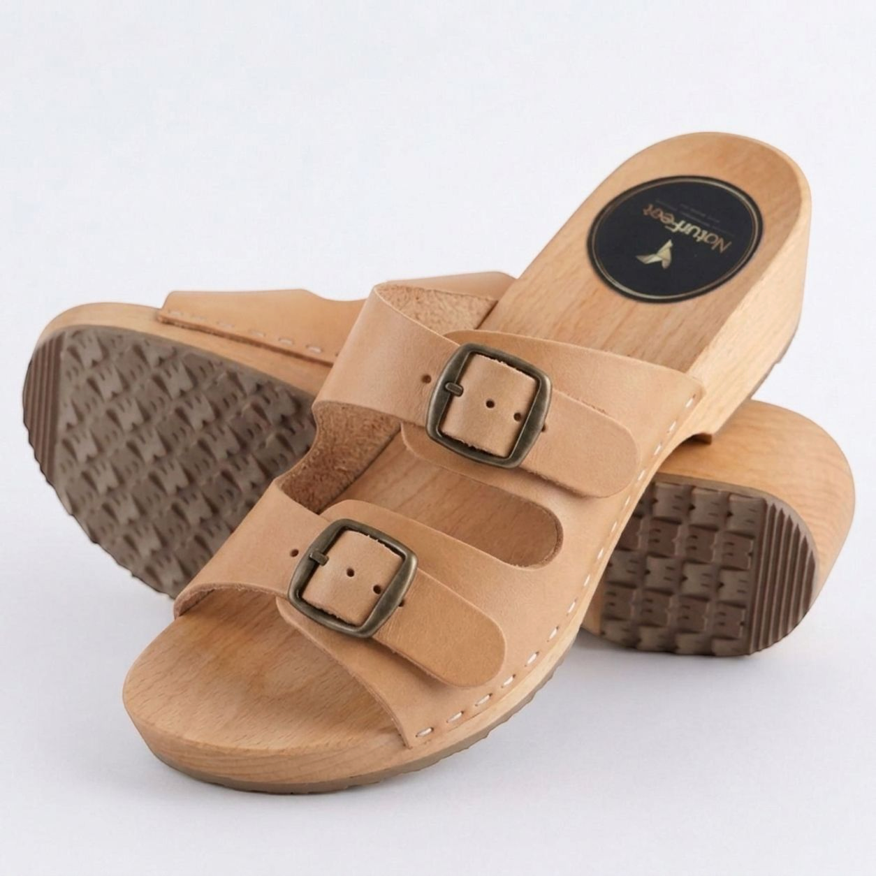 Damskie klapki Naturfeet - skóra naturalna | 2 klamry | czerwone KKO4CR