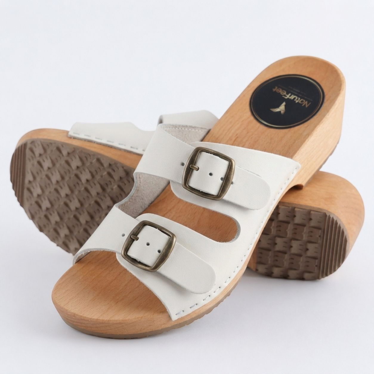 Damskie klapki Naturfeet - skóra naturalna | 2 klamry | czerwone KKO4WH